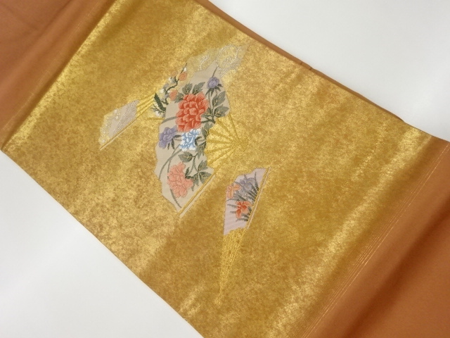 JAPANESE KIMONO / VINTAGE NAGOYA OBI / WOVEN WAVE & FLOWERS